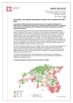 According to the regional development, Estonia can be divided into