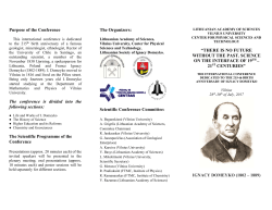 Purpose of the Conference The conference is divided into the