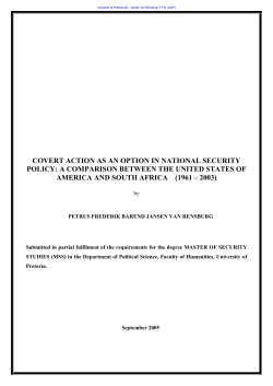 covert action as an option in national security policy