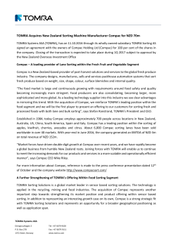 TOMRA Acquires New Zealand Sorting Machine