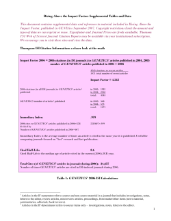 The Impact Factor - Genetics Society of America
