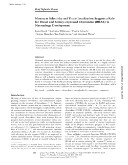 Monocyte Selectivity and Tissue Localization Suggests a Role