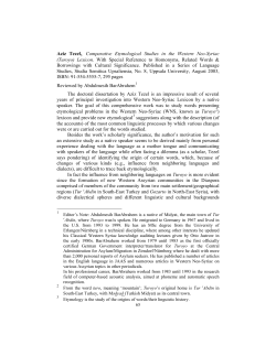 Aziz Tezel, Comparative Etymological Studies in the Western Neo