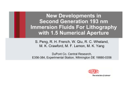 New Developments in Second Generation 193 nm
