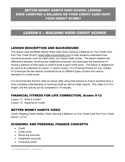 HS Lesson 6 Building Good Credit Scores