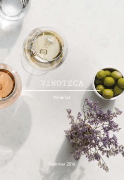 Summer 2016 Wine list