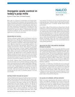 Inorganic scale control in today`s pulp mills