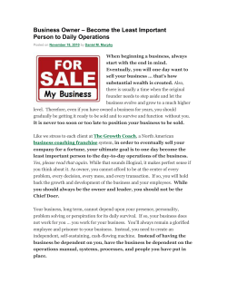 Business Owner &ndash; Become the Least Important