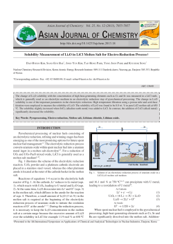 Solubility Measurement of Li2O in LiCl Molten Salt for Electro