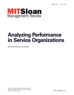 Analyzing Performance in Service Organizations