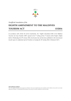 EIGHTH AMENDMENT TO THE MALDIVES TOURISM ACT 13/2016