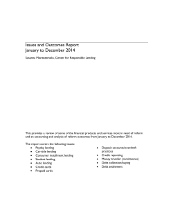 Issues and Outcomes Report January to December 2014