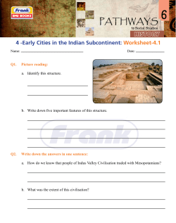 4 -Early Cities in the Indian Subcontinent: Worksheet-4.1