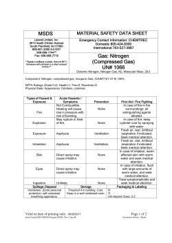 MSDS Gas: Nitrogen (Compressed Gas) UN# 1066