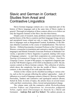 Slavic and German in Contact: Studies from Areal and Contrastive