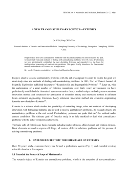 A NEW TRANSDISCIPLINARY SCIENCE&mdash;EXTENICS