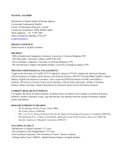 MANUEL AGUIRRE Department of English Studies