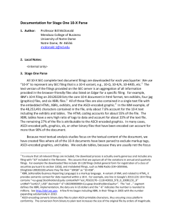 Documentation for Stage One 10-X Parse