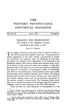 the western pennsylvania historical magazine