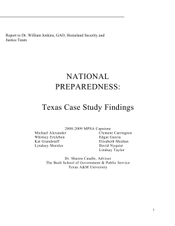 NATIONAL PREPAREDNESS: Texas Case Study Findings