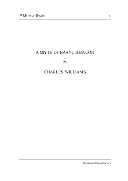 A MYTH OF FRANCIS BACON by CHARLES WILLIAMS