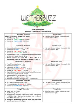 Week 12 Wetherbuzz Monday 5th – Saturday 10th December 2016