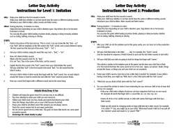Letter Day Activity Instructions for Level 1: Imitation