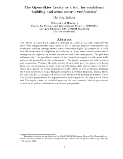 The Open-Skies Treaty as a tool for confidence building and