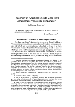 Theocracy in America: Should Core First Amendment Values Be