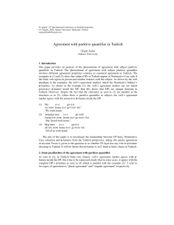 Agreement with partitive quantifier in Turkish