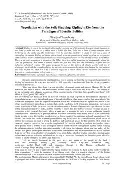 Negotiation with the Self: Studying Kipling`s Kimfrom the Paradigm