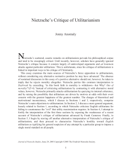 Nietzsche`s Critique of Utilitarianism