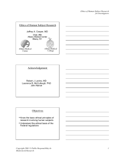 Ethics of Human Subject Research