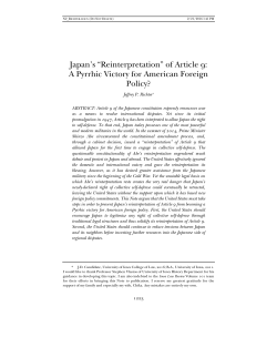 Japan`s &ldquo;Reinterpretation&rdquo; of Article 9: A Pyrrhic Victory for American
