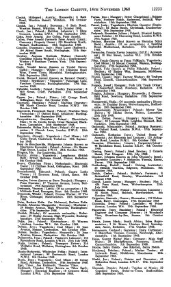 THE LONDON GAZETTE, 14TH NOVEMBER 1.968 12233
