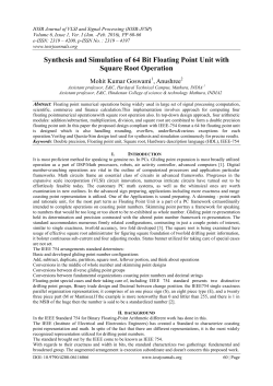 Synthesis and Simulation of 64 Bit Floating Point Unit with Square