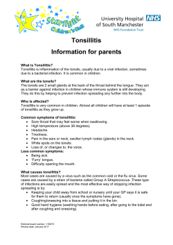 Tonsillitis Information for parents