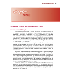 Incremental Analysis and Decision-making Costs