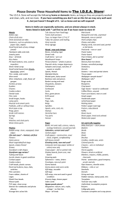 Please Donate These Household Items to The I.D.E.A. Store!