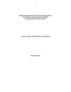1 Ethnic Complementarities after the Opening of China: How