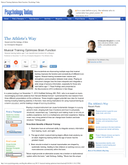 Musical Training Optimizes Brain Function