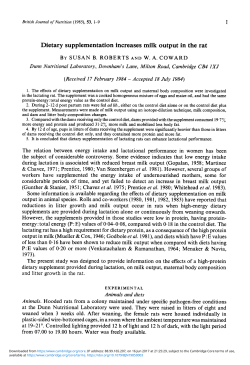 Dietary supplementation increases milk output in the rat
