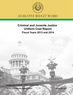 Criminal and Juvenile Justice Uniform Cost Report LEGISLATIVE