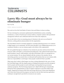 Goal must always be to eliminate hunger