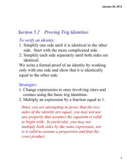 Section 5.2 Proving Trig Identities