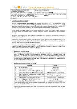 PRODUCT DISCLOSURE SHEET &ndash; PERSONAL