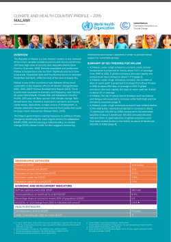 CLIMATE AND HEALTH COUNTRY PROFILE &ndash; 2015 MALAWI