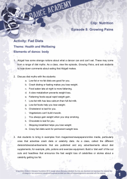 Clip: Nutrition Episode 8: Growing Pains Activity: Fad Diets