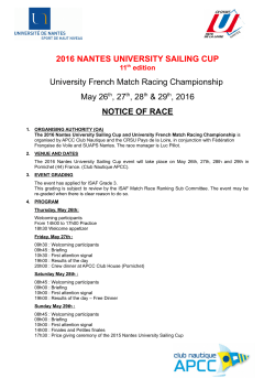 2016 NANTES UNIVERSITY SAILING CUP University French Match