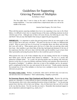 Guidelines for Supporting Grieving Parents of Multiples